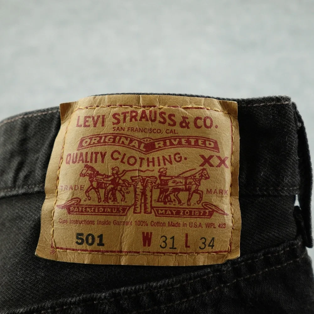 Vintage Levi's 501 Jeans Mens 30x32 Black Made in USA Straight Leg Button Fly